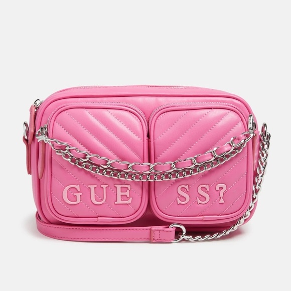 New GUESS Women's Pink Cassie Quilted Crossbody - Picture 2 of 9